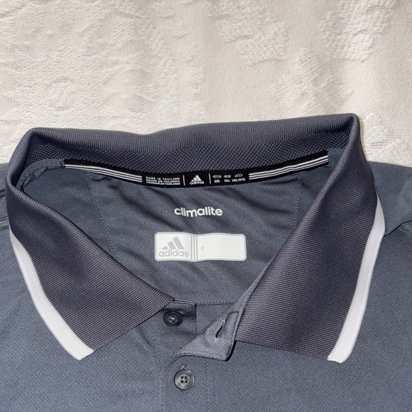 Adidas Men's Charcoal and White Polo Shirt - Picture 7 of 14